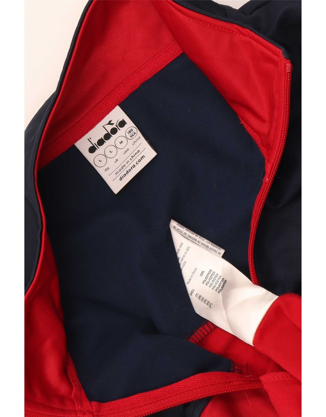 Diadora Herren-Trainingsanzug-Topjacke, großes rotes Farbblock-Polyester