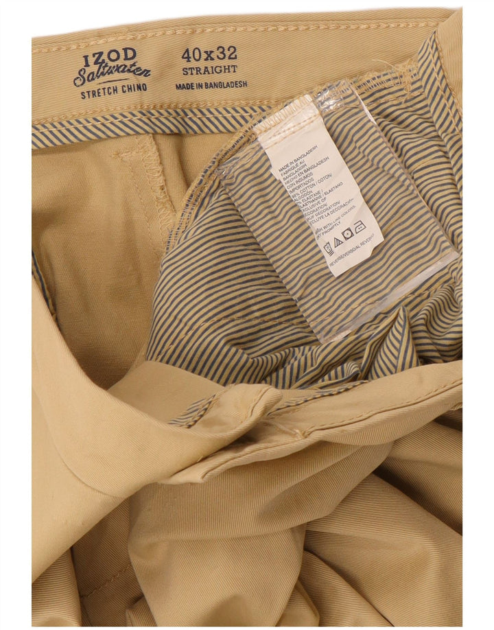 Izod Herren gerade Chinohose W40 L32 Beige Baumwolle