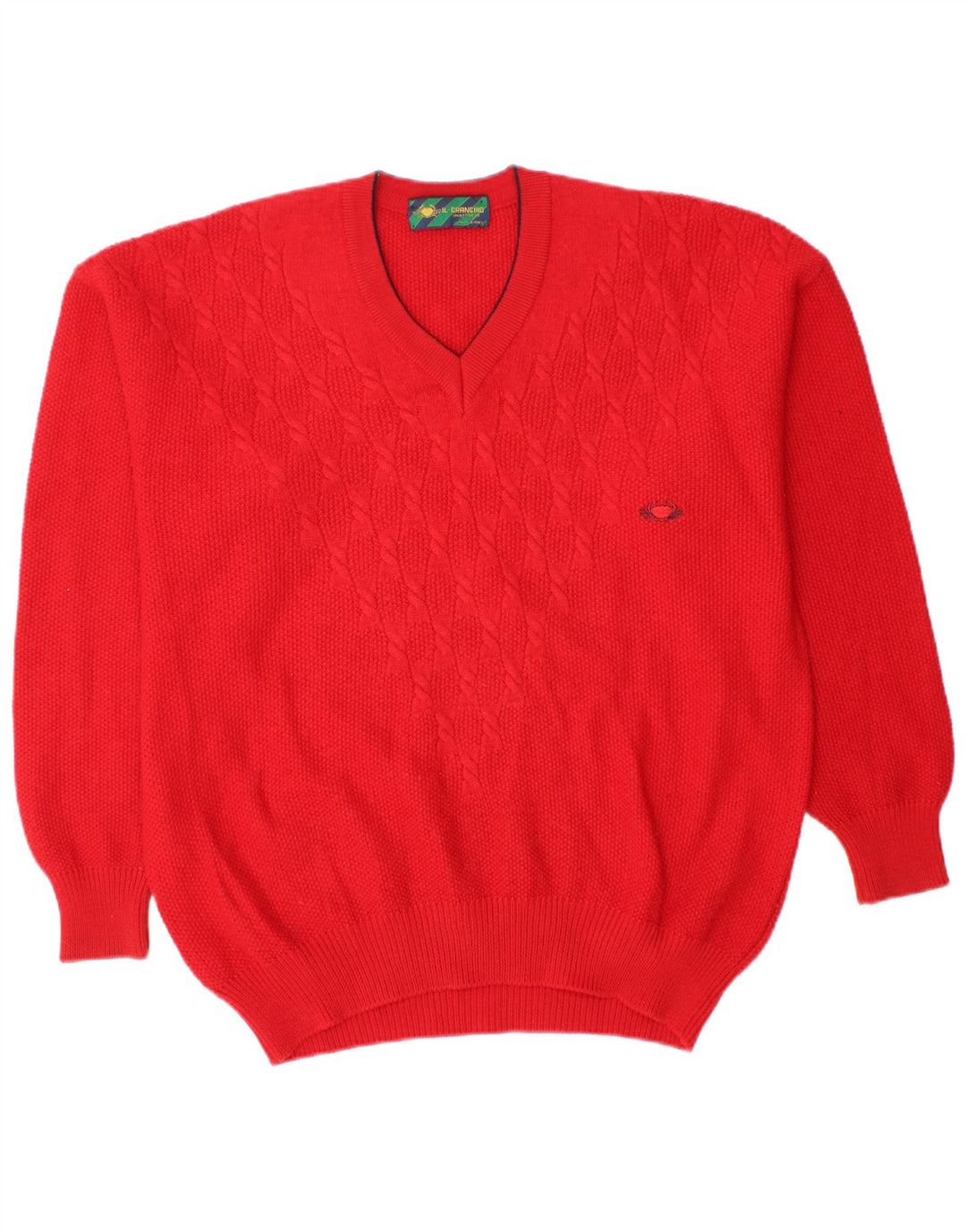 IL GRANCHIO Herren-Pullover mit V-Ausschnitt, Größe L, Rot