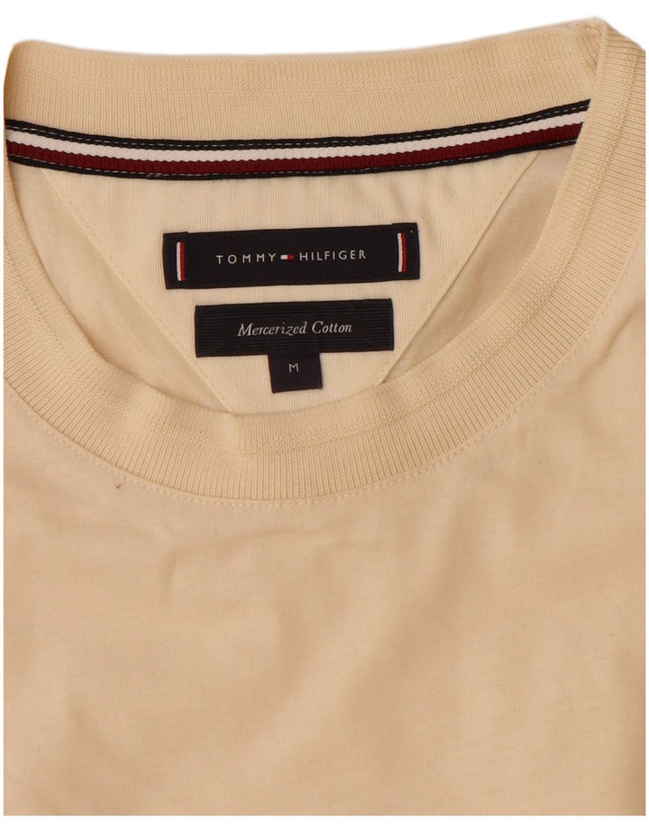 TOMMY HILFIGER Mens T-Shirt Top Medium Beige Cotton