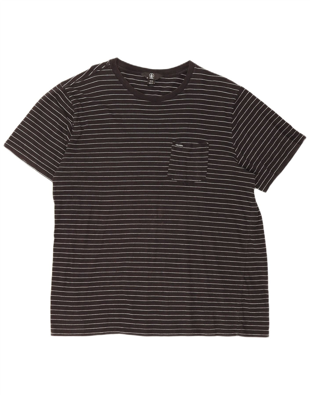 VOLCOM Herren T-Shirt Top 2XL Schwarz gestreift aus Baumwolle