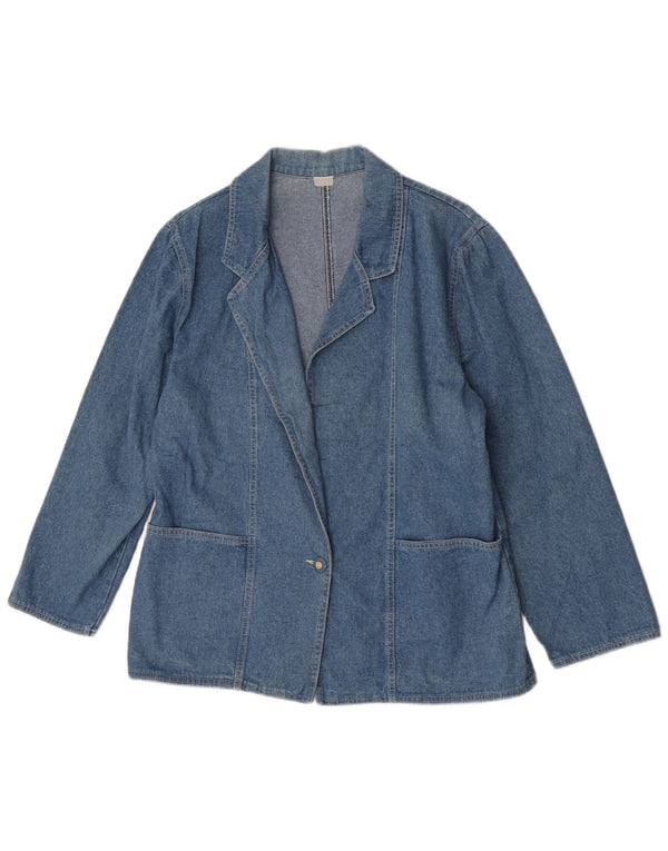 Vintage Damen 1 Knopf Jeans Blazer Jacke UK 16 Groß Blau