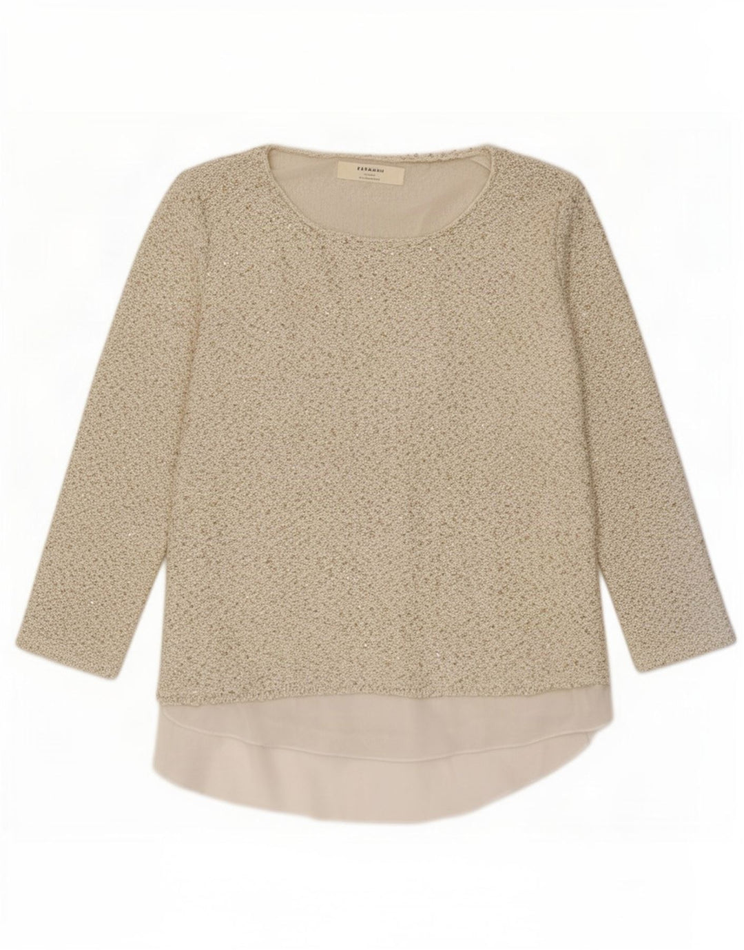 Zara Damen-Tunika-Oberteil mit 3/4-Ärmeln, UK-Größe 44, Größe L, Beige, Polyester