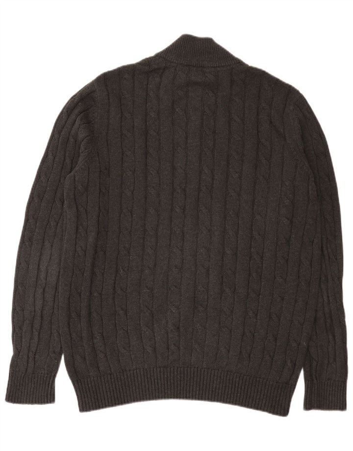 J. Crew Herren-Pullover mit Reißverschluss am Hals, große graue Baumwolle
