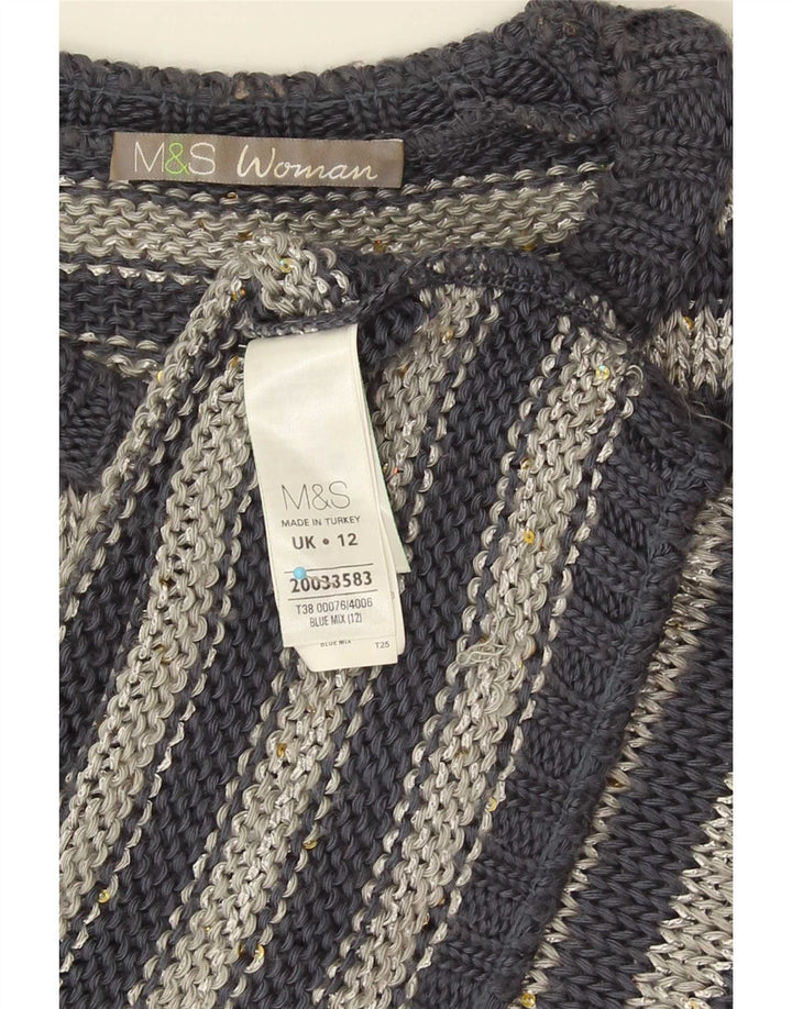 Marks & Spencer Damen-Pullover mit U-Boot-Ausschnitt, Gr. 12, mittelgrau gestreift