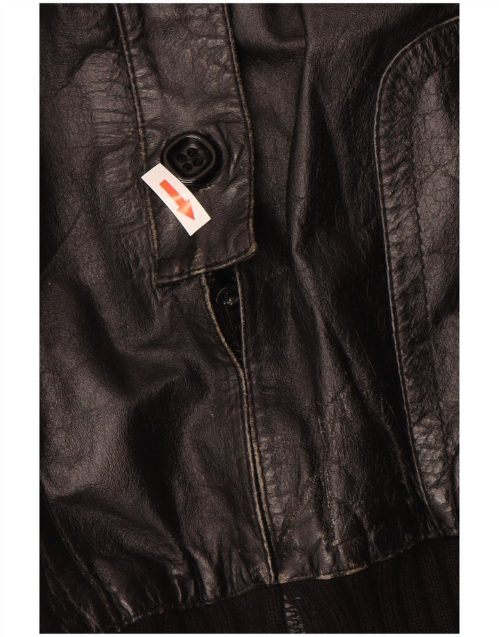 Vintage Mädchen Lederjacke 11-12 Jahre XL Schwarz