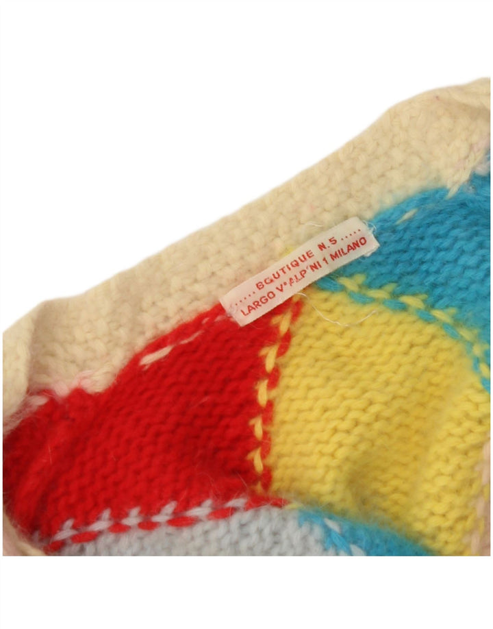 VINTAGE Damen Strickjacke Pullover UK 14 Groß Mehrfarbig Argyle/Diamant