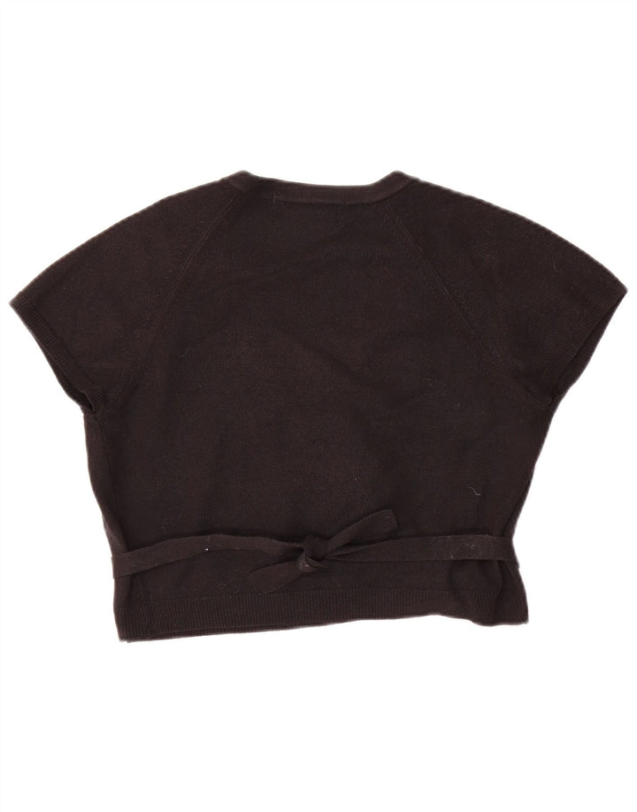 Zara Damen Crop Wrap Bluse Top UK 14 Large Schwarz Acryl