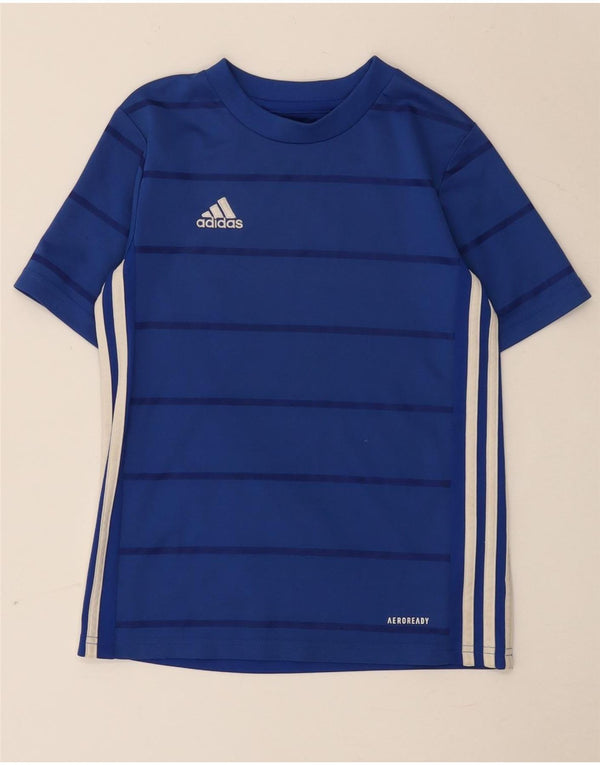 Adidas Jungen Aeroready T-Shirt Top 9–10 Jahre blau gestreift Polyester