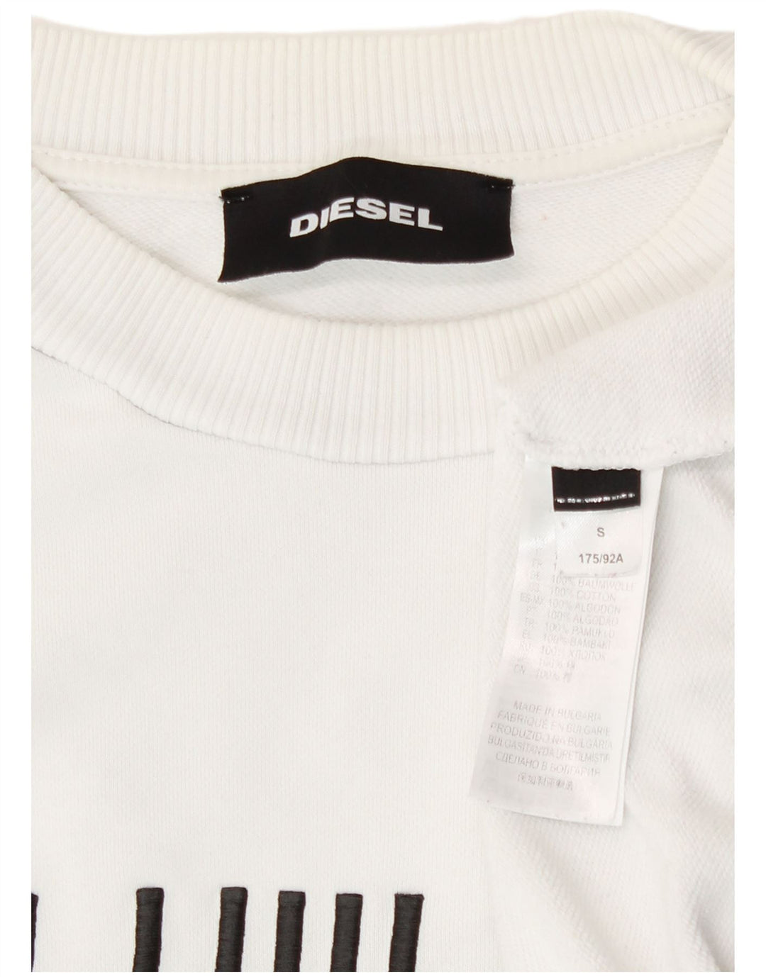 Diesel Herren-Sweatshirt mit Grafik, Größe S, weiße Baumwolle