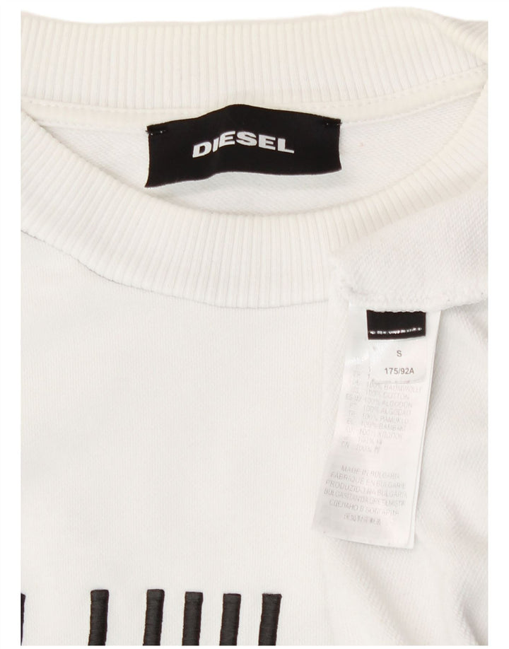 Diesel Herren-Sweatshirt mit Grafik, Größe S, weiße Baumwolle