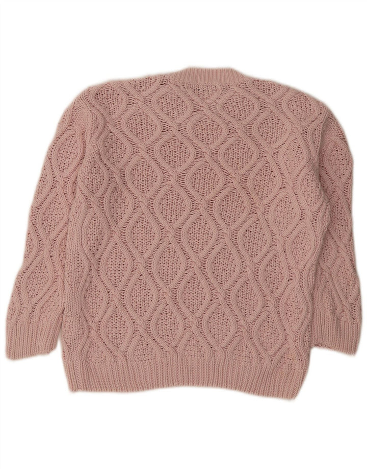 Zara Damen-Pullover mit Rundhalsausschnitt, UK 14, mittelrosa, Baumwolle