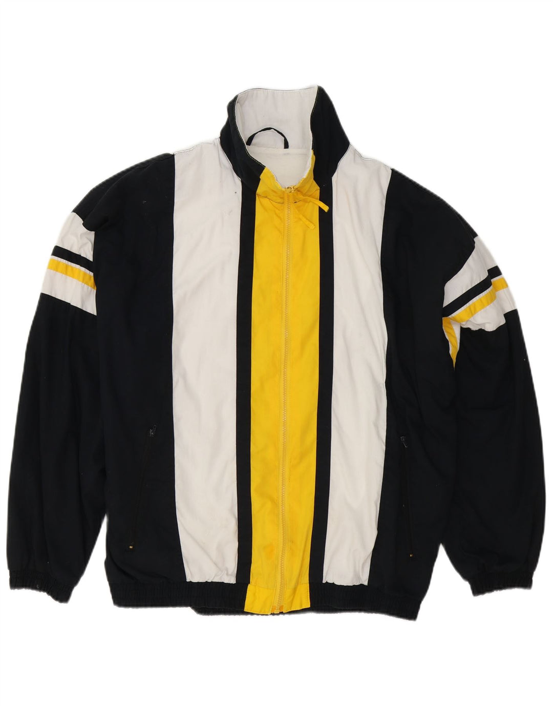 Vintage Herren Trainingsanzug Top Jacke XL Schwarz Colourblock