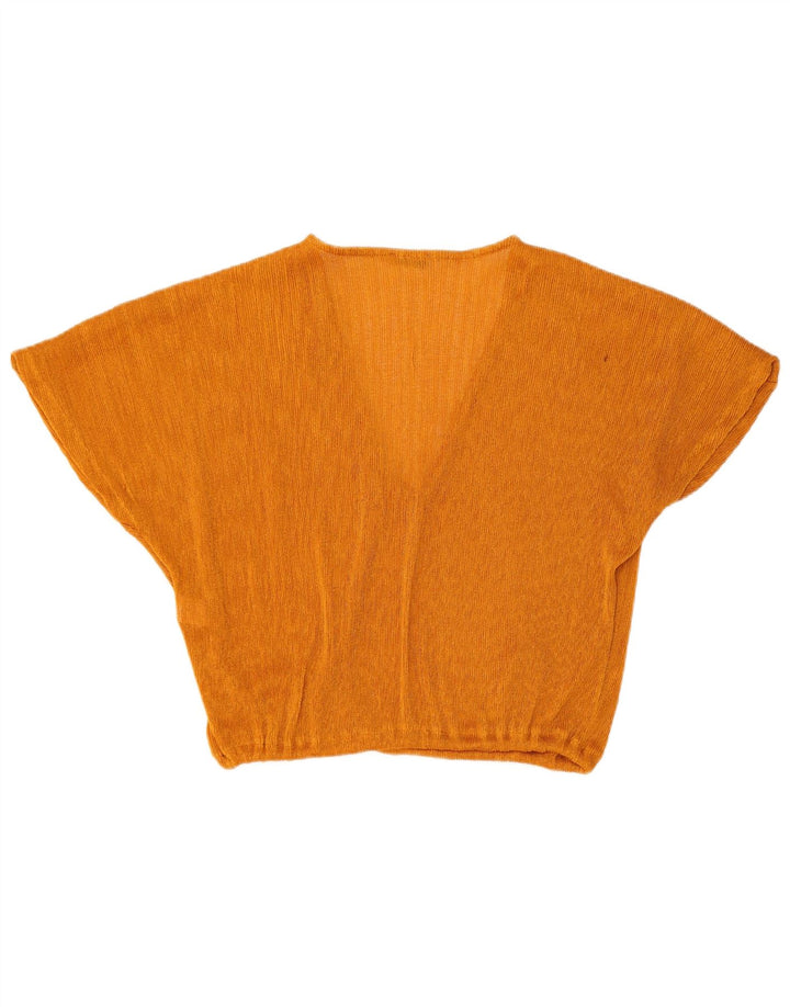 Zara Damen Kurzarm-Crop-Top UK 14 Large Orange Polyester