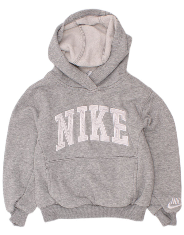 Nike Jungen-Pullover mit grafischem Kapuzenpullover, 3–4 Jahre, XS, grau gefleckte Baumwolle