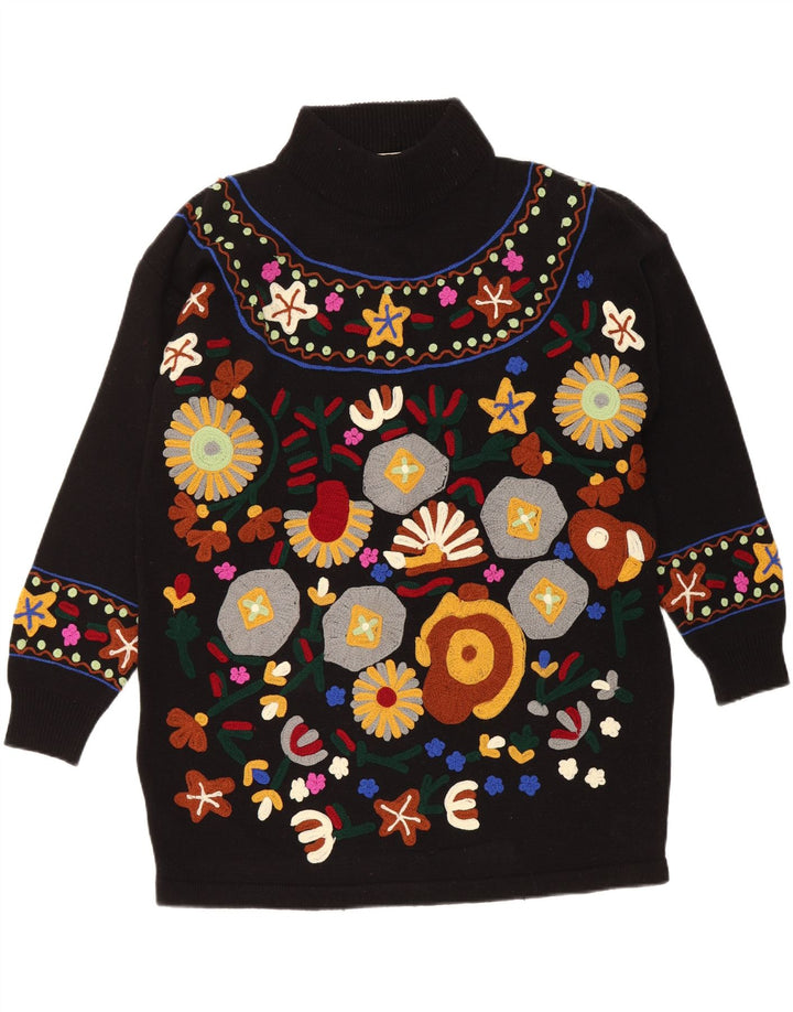 Vintage Damen Rollkragenpullover mit Rollkragen, Einheitsgröße, Schwarz