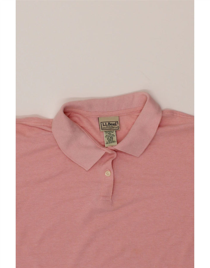 L.L.BEAN Womens Polo Shirt UK 14 Large Pink Polyester Vintage L.L.Bean and Second-Hand L.L.Bean from Messina Hembry 