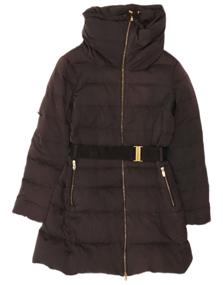 Zara Damen Wattierter Mantel UK 12 Medium Schwarz