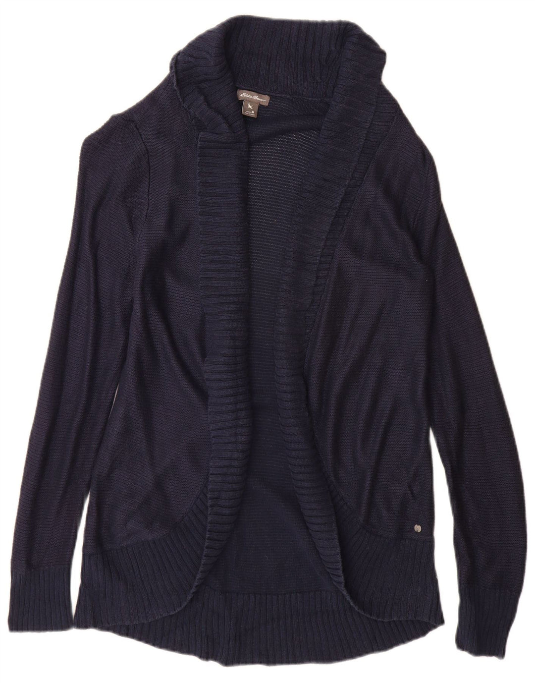 Eddie Bauer Offener Damen-Cardigan-Pullover UK 12 Medium Navy Blue Rayon