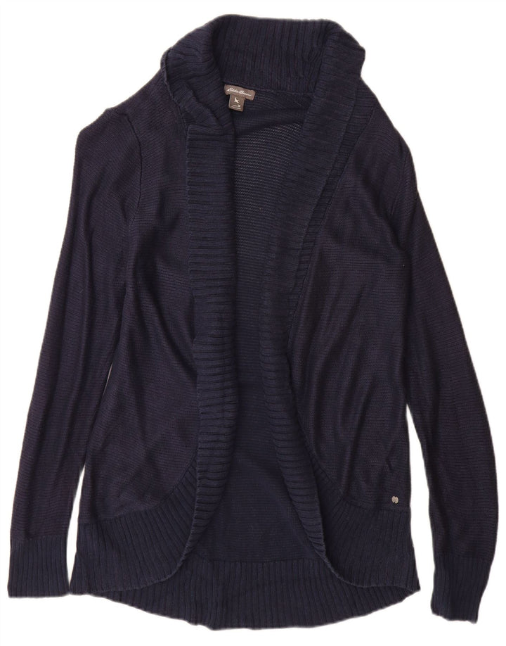 Eddie Bauer Offener Damen-Cardigan-Pullover UK 12 Medium Navy Blue Rayon