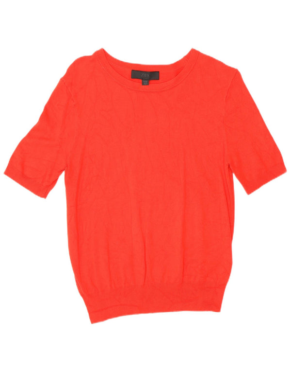 Zara Damen Bluse Top UK 14 Große rote Viskose