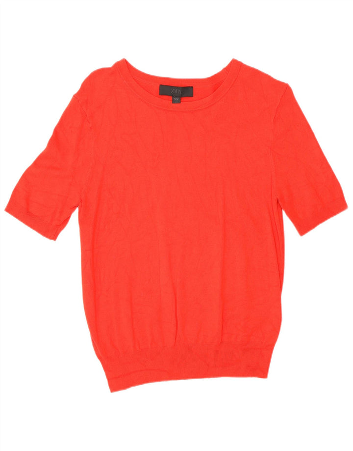 Zara Damen Bluse Top UK 14 Große rote Viskose