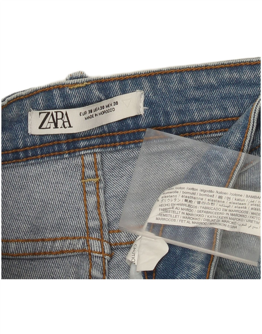 Zara Herren Jeansshorts EU 38 Small W30 Blaue Baumwolle