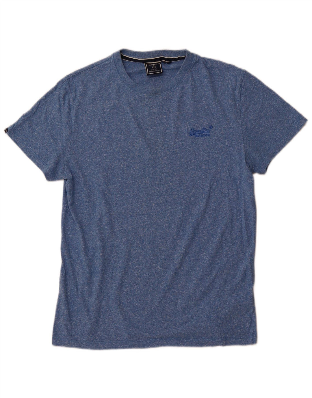 SUPERDRY Herren T-Shirt-Oberteil aus mittelblau gesprenkelter Baumwolle