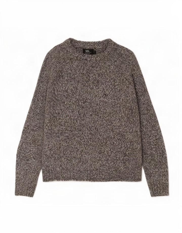 Zara Herren-Pullover mit U-Boot-Ausschnitt, groß, grau meliert