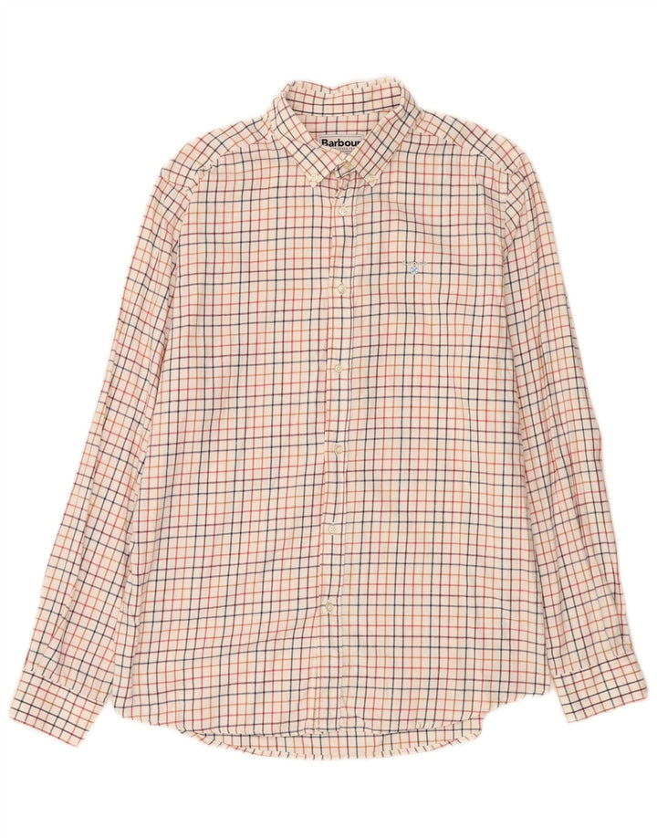 Barbour Herren-Hemd mit maßgeschneiderter Passform, groß, weiß kariert, Baumwolle
