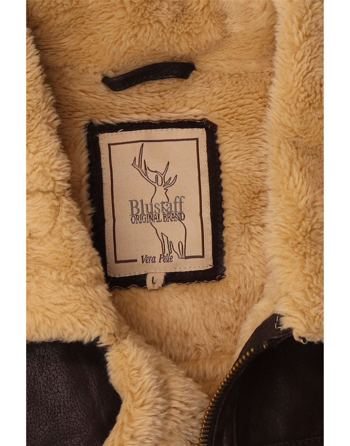 BLUSTAFF Damen Lammfelljacke UK 16 Großes braunes Leder