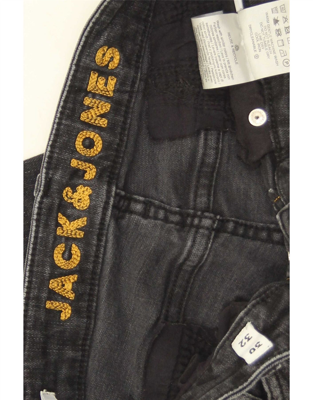Jack & Jones Herren GLENN Distressed Slim Jeans W30 L32 Graue Baumwolle
