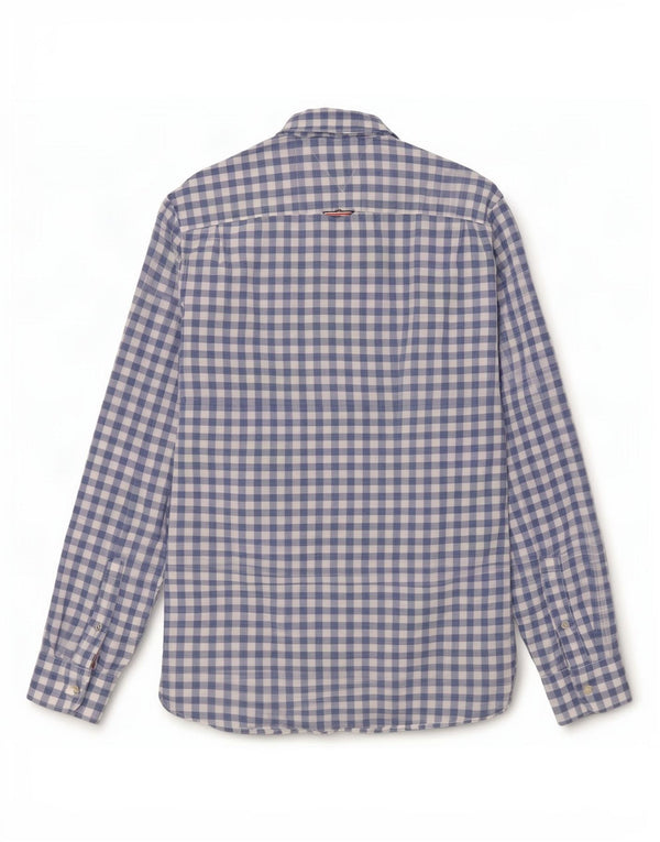 Tommy Hilfiger Herrenhemd, kleine blaue Gingham-Baumwolle