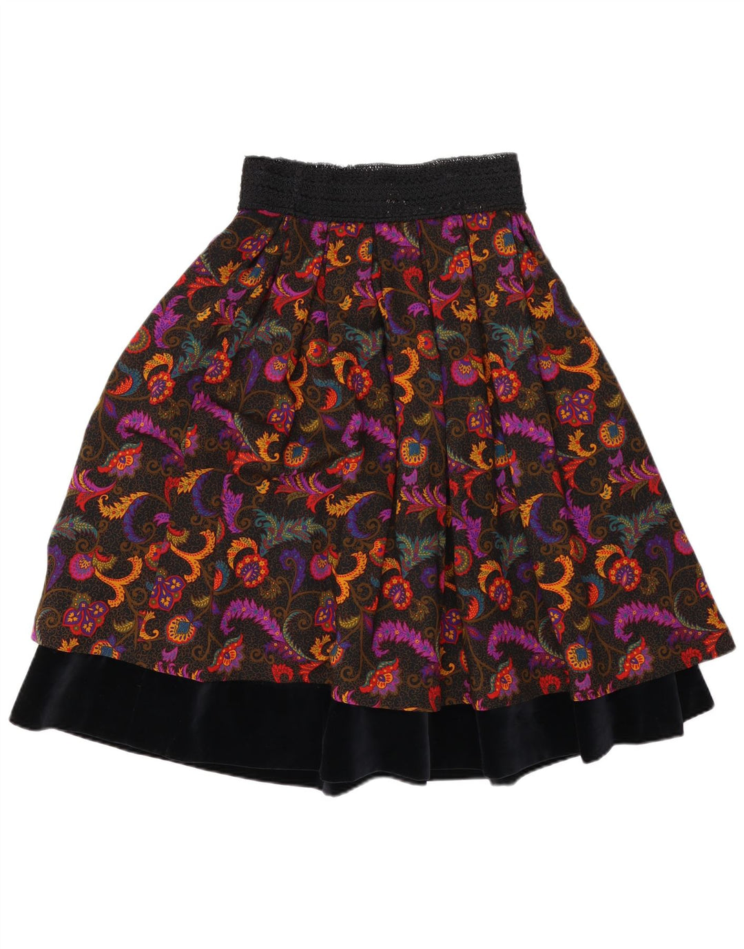 Vintage Damen Stufenrock W27 Kleine mehrfarbige Paisley-Wolle