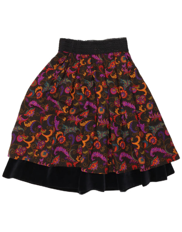 Vintage Damen Stufenrock W27 Kleine mehrfarbige Paisley-Wolle
