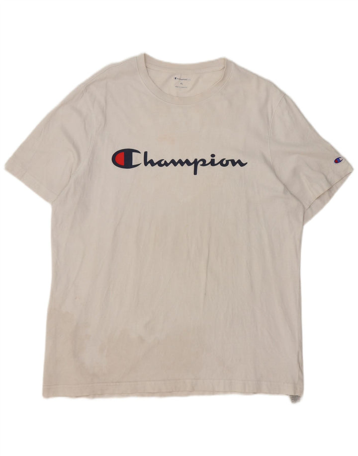 Champion Herren-T-Shirt mit Grafik, XL, weiße Baumwolle
