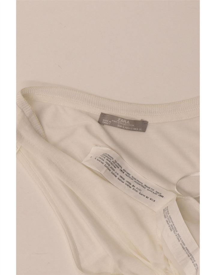 Zara Damen Crop Vest Top UK 8 Small Weiße Viskose