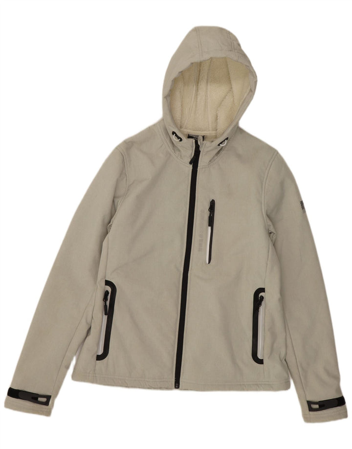 Superdry Sherpa-Jacke mit Kapuze für Damen, UK 12, Mittelgrau, Polyester