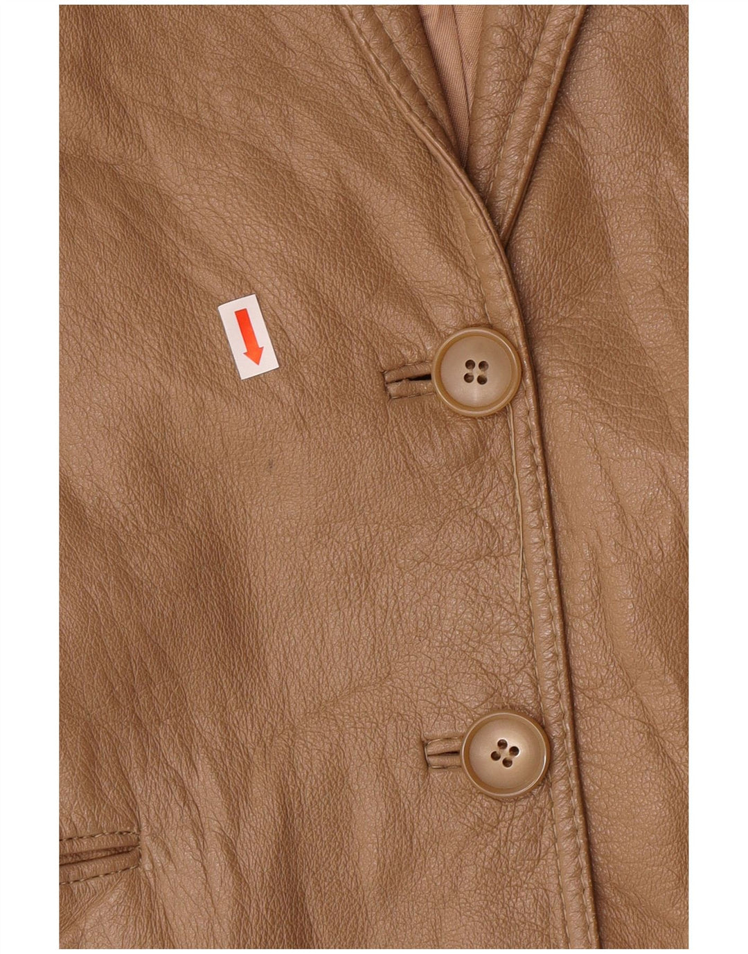 Vintage Damen 2-Knopf-Blazerjacke IT 44 Medium Beige Leder Classic