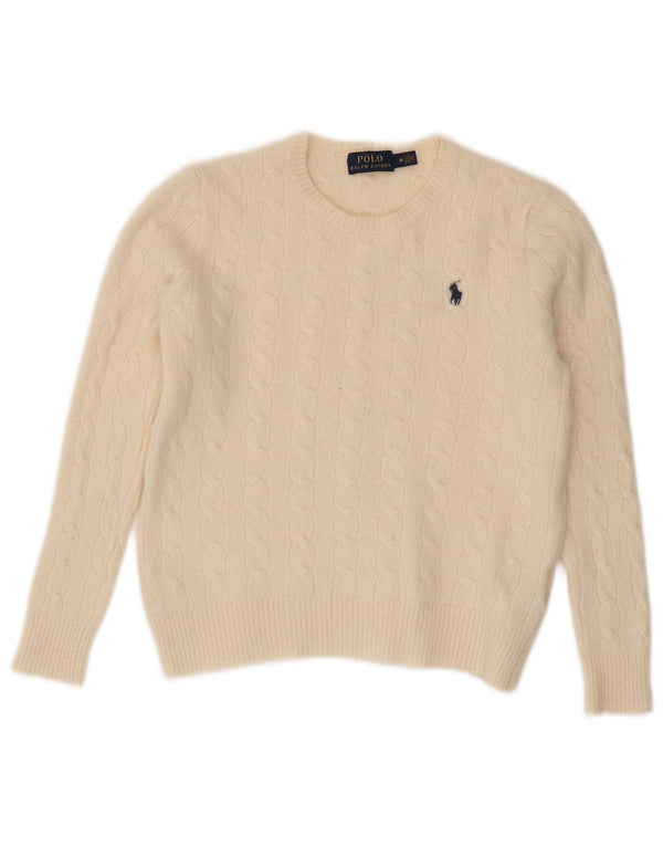 Polo Ralph Lauren Damen-Pullover mit Rundhalsausschnitt, Gr. 12, Mittel, gebrochenes Weiß