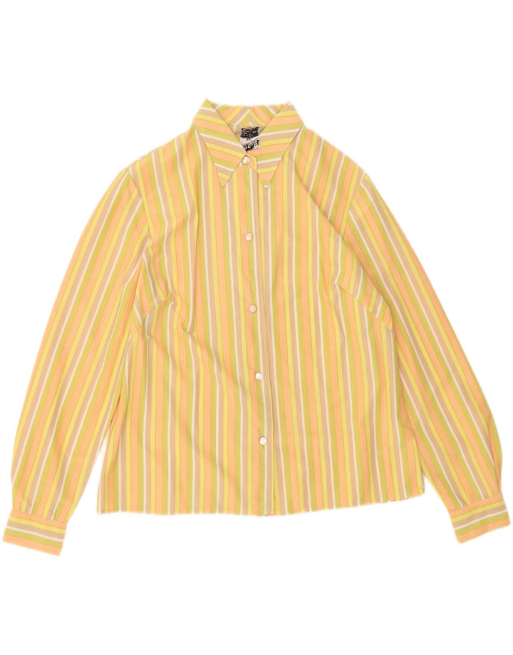 VINTAGE Womens Shirt UK 16 Large  Yellow Striped Vintage Vintage and Second-Hand Vintage from Messina Hembry 