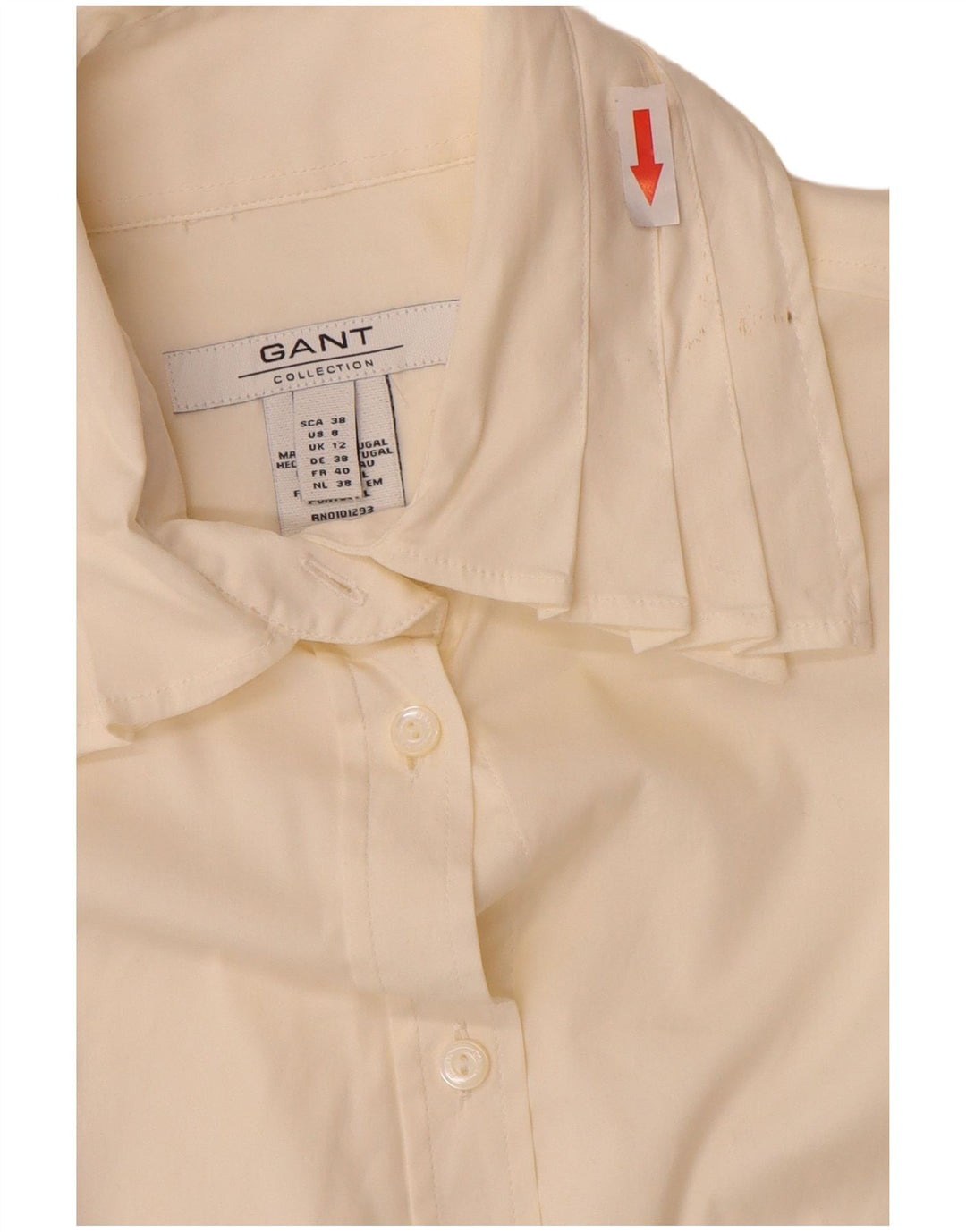 Gant Damenhemd UK 12 Medium Off White Cotton