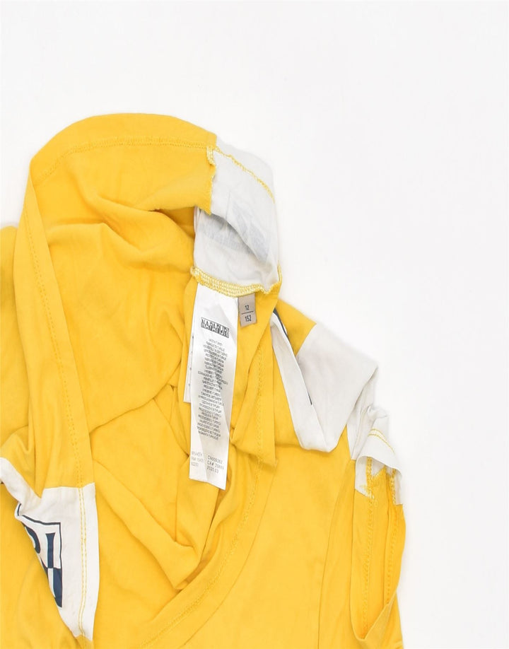 NAPAPIJRI Boys Graphic T-Shirt Top 11-12 Years Yellow Cotton | Vintage | Thrift | Second-Hand | Used Clothing | Messina Hembry 