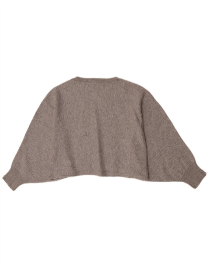 Massimo Dutti Damen Crop Sweatshirt Pullover UK 14 Mittelgrau meliert