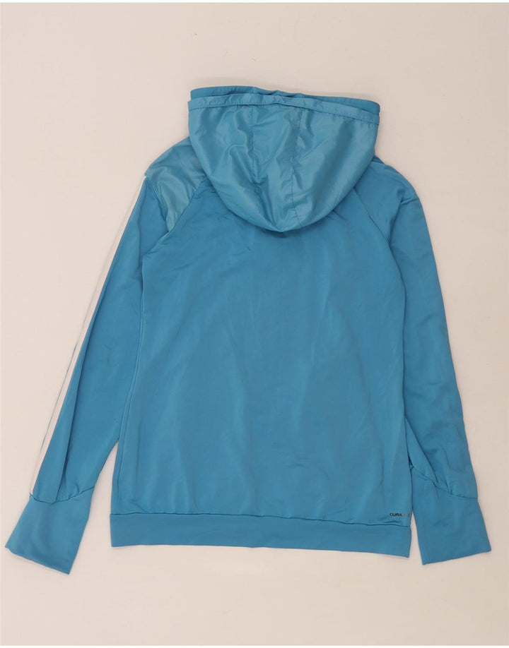 Adidas Damen Zip Hoodie Pullover UK 10 Small Blau Polyester