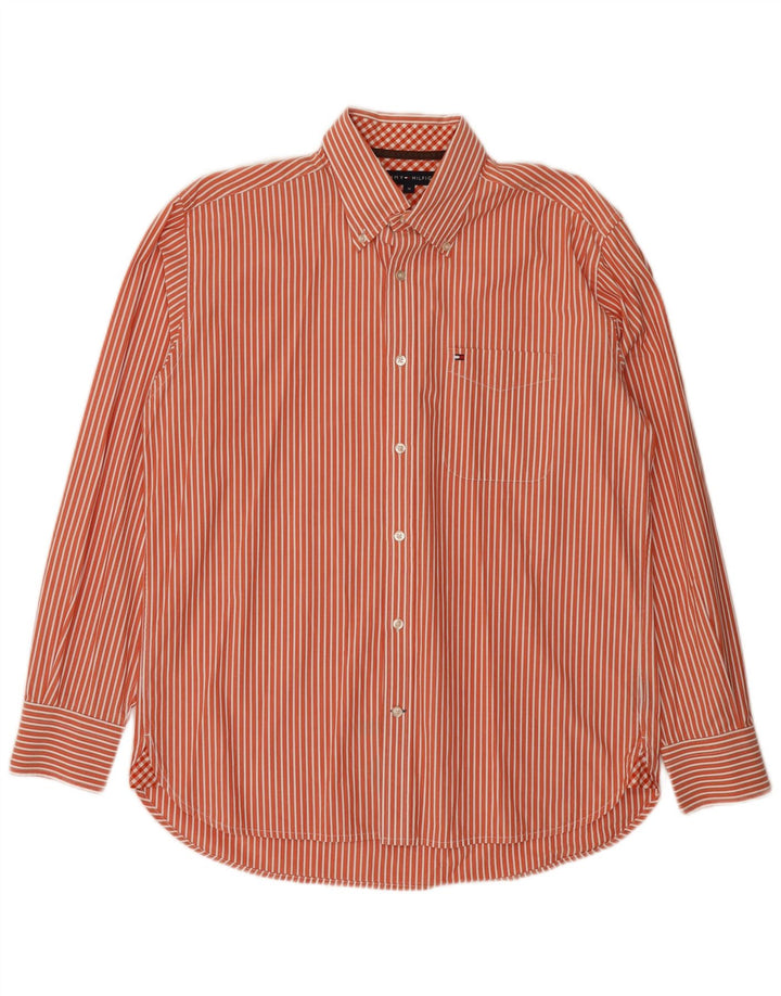 Tommy Hilfiger Herrenhemd Mittelorange Nadelstreifen-Baumwolle