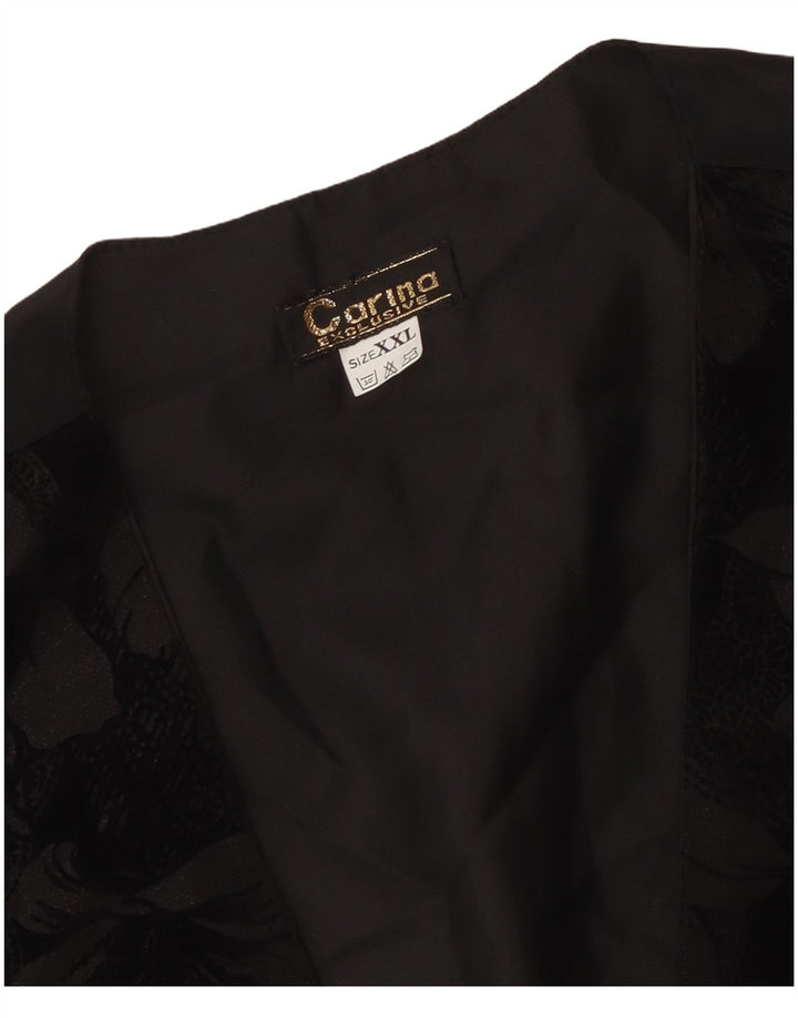 CARINA Damen Weste UK 20 2XL Schwarz geblümt