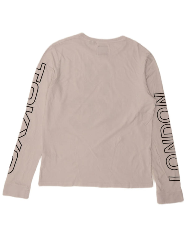 Superdry Herren Graphic Top Langarm 2XL Weiße Baumwolle