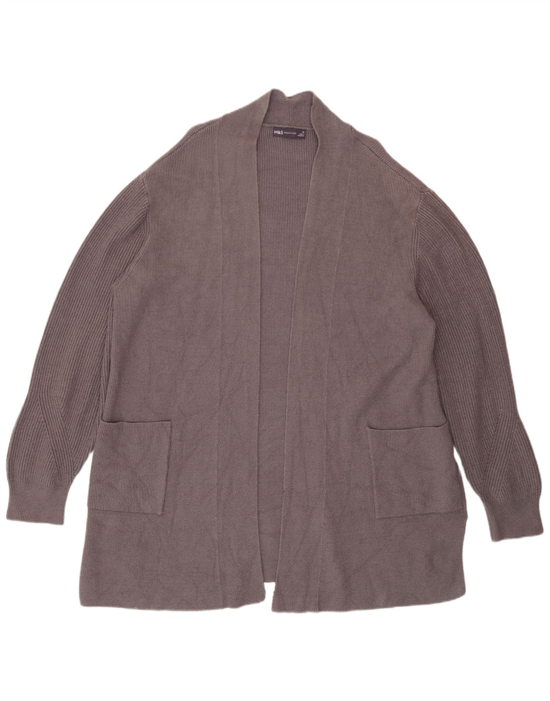 Marks & Spencer Offener Damen-Cardigan-Pullover UK 20 2XL Graue Viskose