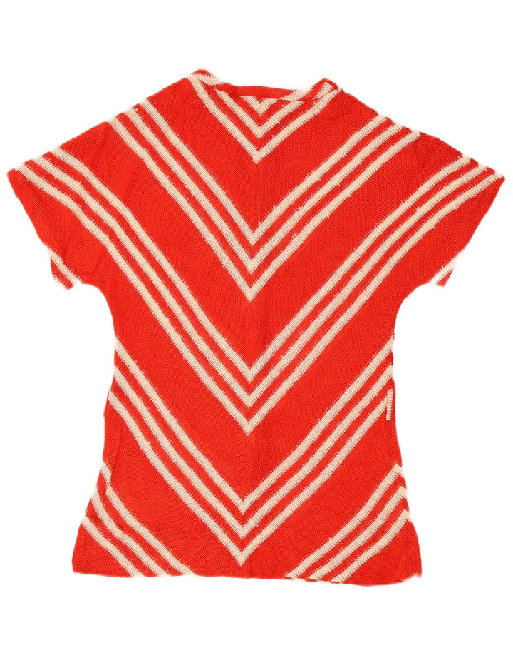 Vintage Damen Strickbluse Top EU 40 Mittelroter Chevron